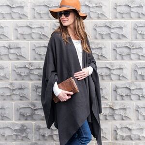 Zestt Organics • Jane Organic Cotton Travel Wrap blanket shawl poncho dark grey